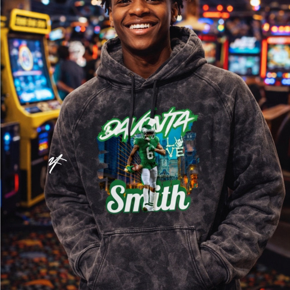 Graphic da’vonta smith acid washed Hoodie free skully